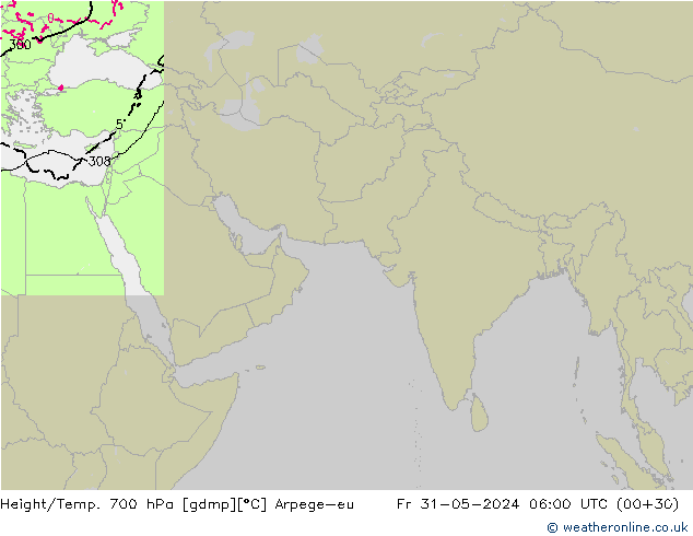 Height/Temp. 700 hPa Arpege-eu  31.05.2024 06 UTC