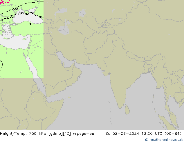 Yükseklik/Sıc. 700 hPa Arpege-eu Paz 02.06.2024 12 UTC