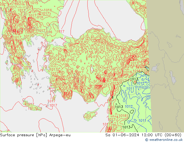 приземное давление Arpege-eu сб 01.06.2024 12 UTC