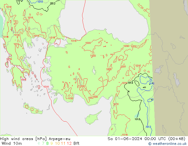 Windvelden Arpege-eu za 01.06.2024 00 UTC