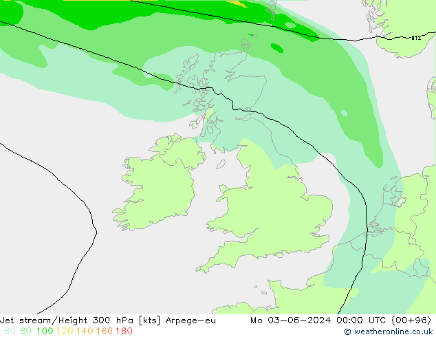 Corriente en chorro Arpege-eu lun 03.06.2024 00 UTC