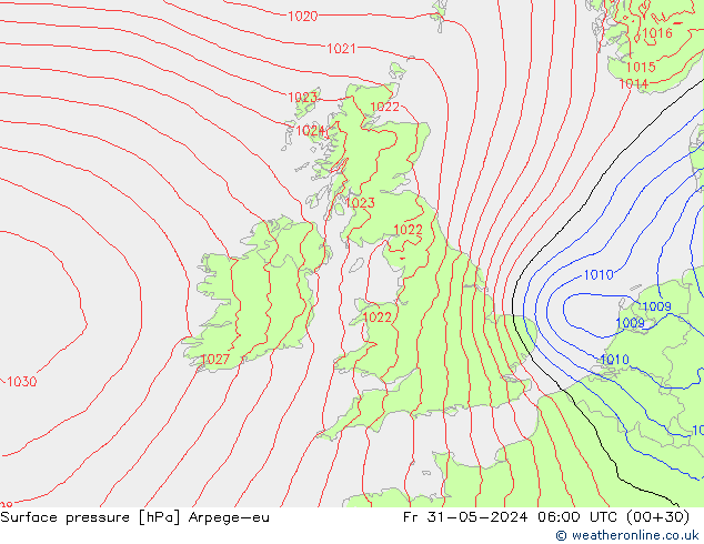 Bodendruck Arpege-eu Fr 31.05.2024 06 UTC