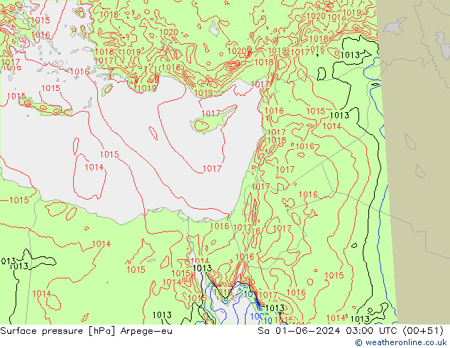 приземное давление Arpege-eu сб 01.06.2024 03 UTC