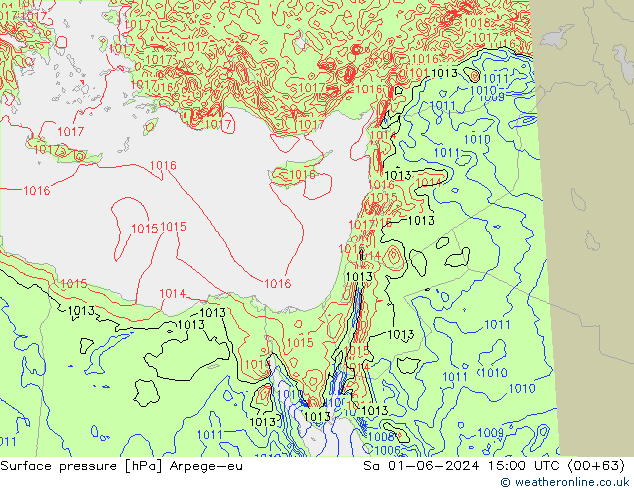 Surface pressure Arpege-eu Sa 01.06.2024 15 UTC