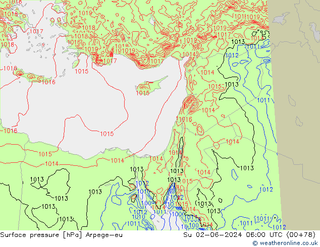 Surface pressure Arpege-eu Su 02.06.2024 06 UTC