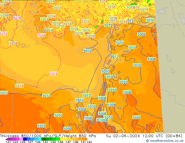 Thck 850-1000 hPa Arpege-eu Dom 02.06.2024 12 UTC