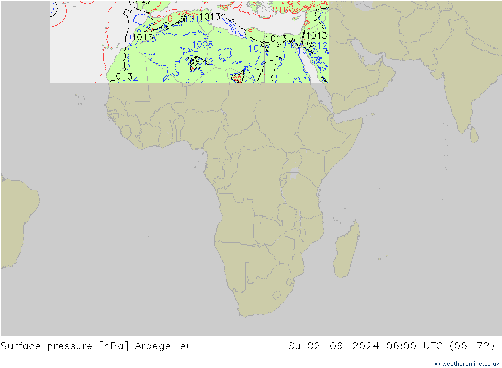 приземное давление Arpege-eu Вс 02.06.2024 06 UTC