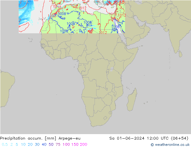 Precipitation accum. Arpege-eu Sáb 01.06.2024 12 UTC