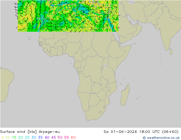 Surface wind Arpege-eu Sa 01.06.2024 18 UTC