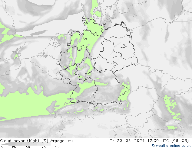 Bewolking (Hoog) Arpege-eu do 30.05.2024 12 UTC