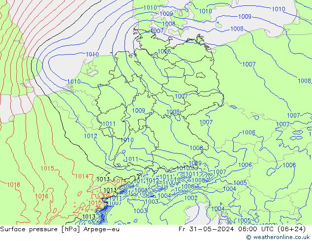 Surface pressure Arpege-eu Fr 31.05.2024 06 UTC