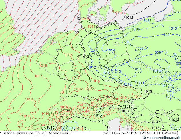 Surface pressure Arpege-eu Sa 01.06.2024 12 UTC