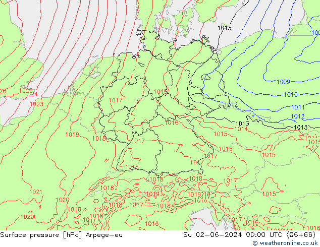 Surface pressure Arpege-eu Su 02.06.2024 00 UTC