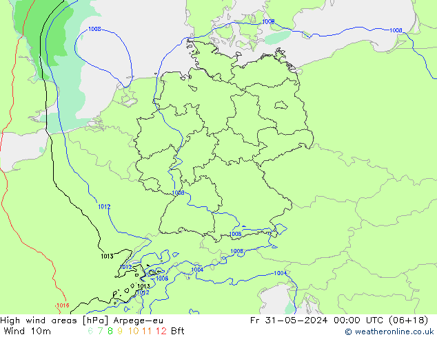 yüksek rüzgarlı alanlar Arpege-eu Cu 31.05.2024 00 UTC