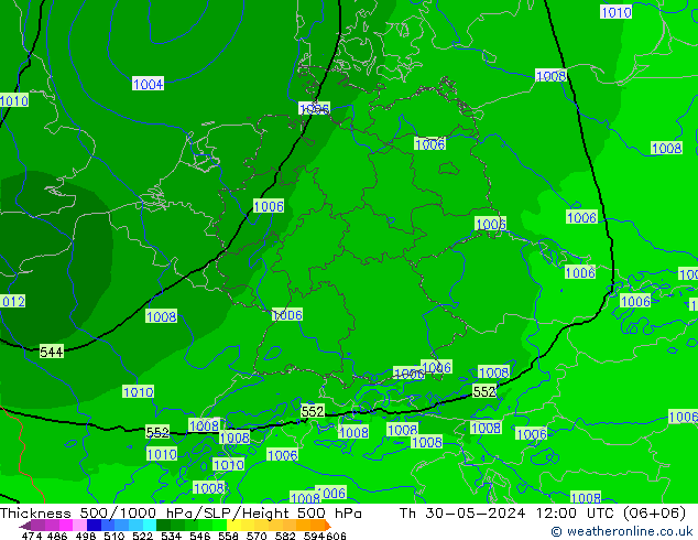 Schichtdicke 500-1000 hPa Arpege-eu Do 30.05.2024 12 UTC