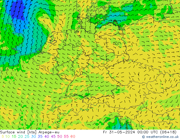 Surface wind Arpege-eu Pá 31.05.2024 00 UTC