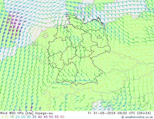  850 hPa Arpege-eu  31.05.2024 06 UTC