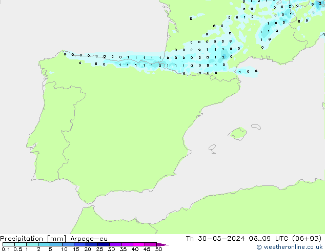 Precipitation Arpege-eu Th 30.05.2024 09 UTC