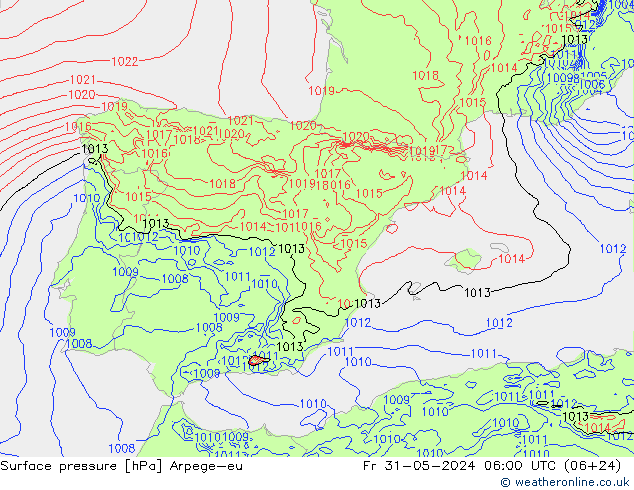 Luchtdruk (Grond) Arpege-eu vr 31.05.2024 06 UTC