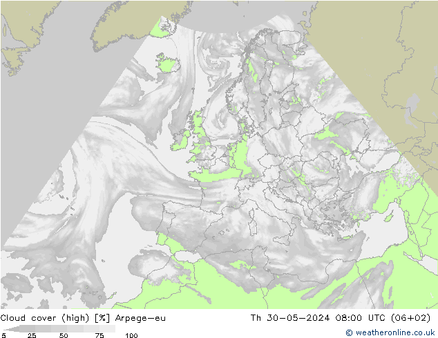 облака (средний) Arpege-eu чт 30.05.2024 08 UTC