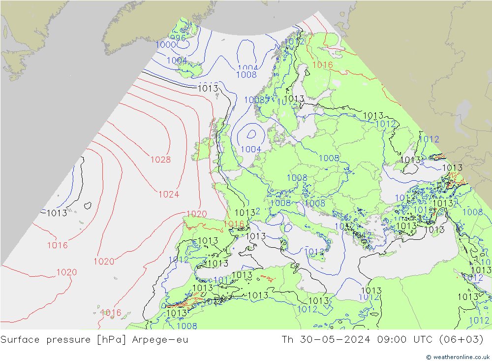 Bodendruck Arpege-eu Do 30.05.2024 09 UTC