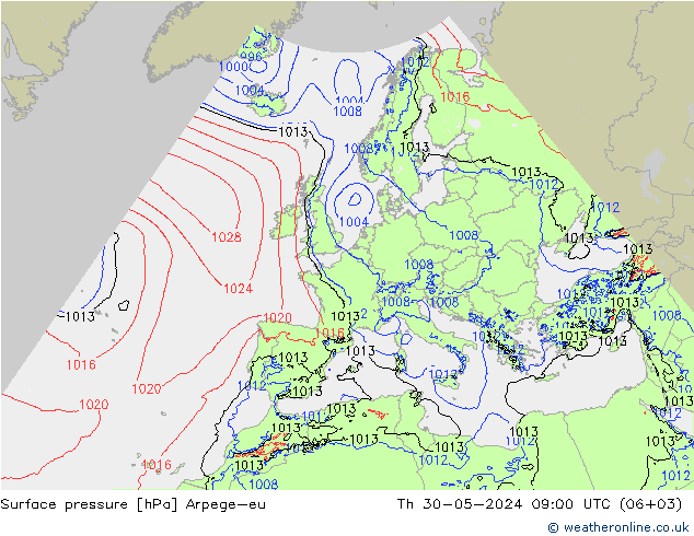 Luchtdruk (Grond) Arpege-eu do 30.05.2024 09 UTC