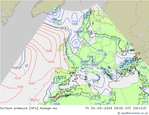 ciśnienie Arpege-eu czw. 30.05.2024 09 UTC