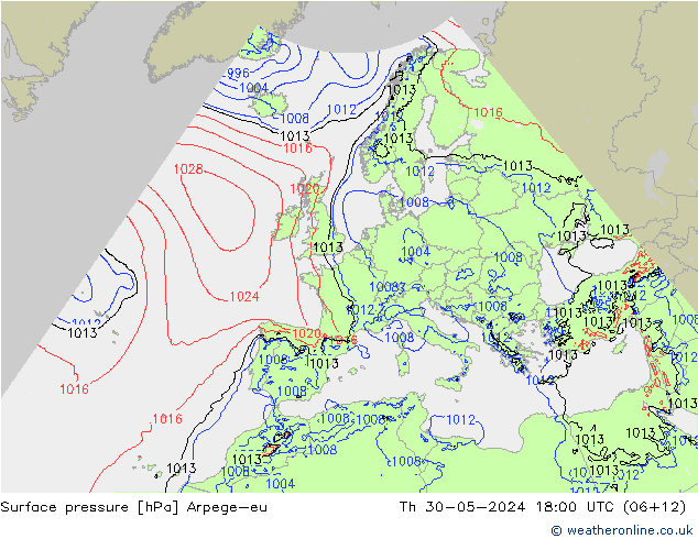 Yer basıncı Arpege-eu Per 30.05.2024 18 UTC