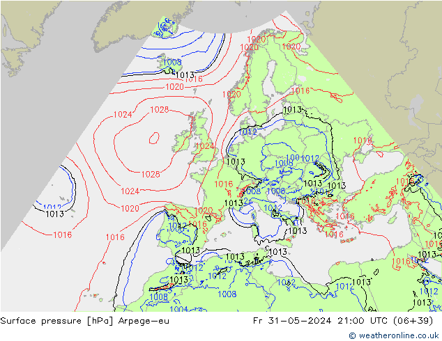 pression de l'air Arpege-eu ven 31.05.2024 21 UTC