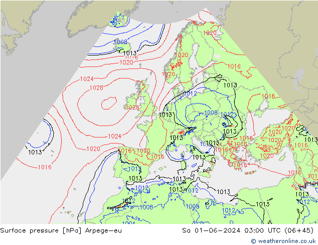 Bodendruck Arpege-eu Sa 01.06.2024 03 UTC