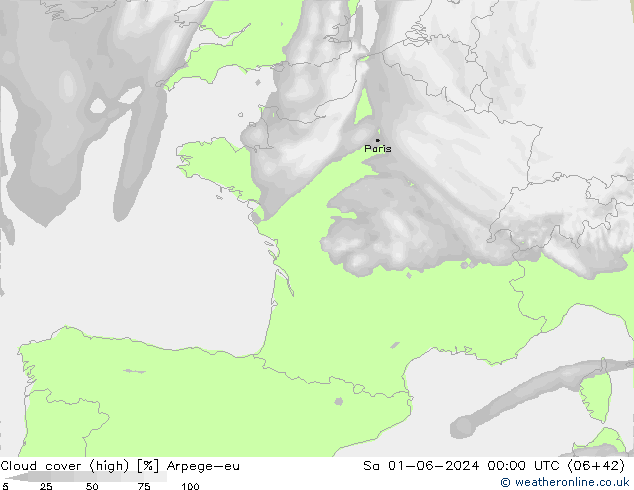 zachmurzenie (wysokie) Arpege-eu so. 01.06.2024 00 UTC