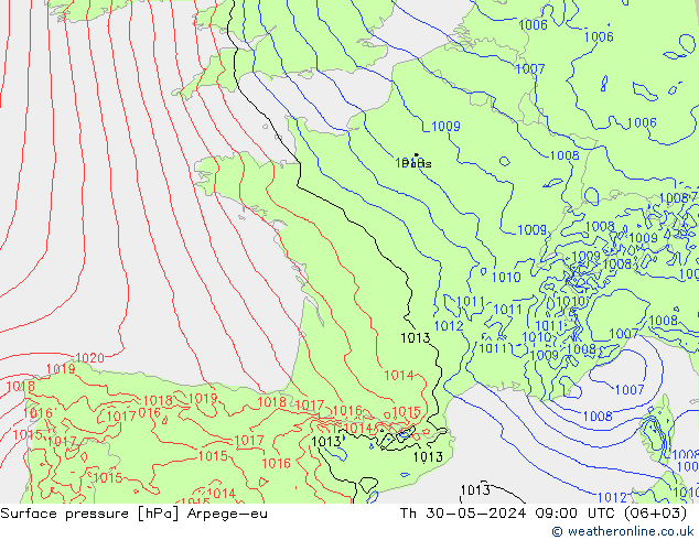 Bodendruck Arpege-eu Do 30.05.2024 09 UTC