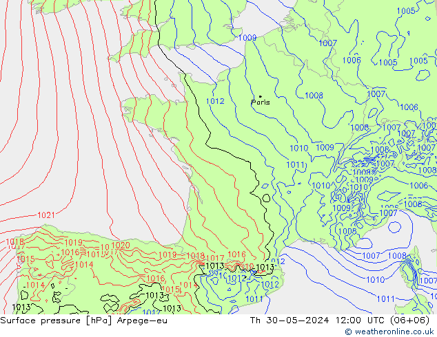 Luchtdruk (Grond) Arpege-eu do 30.05.2024 12 UTC