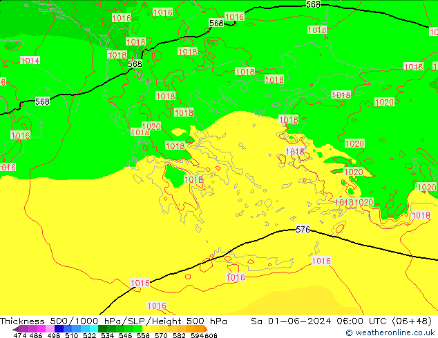 500-1000 hPa Kalınlığı Arpege-eu Cts 01.06.2024 06 UTC