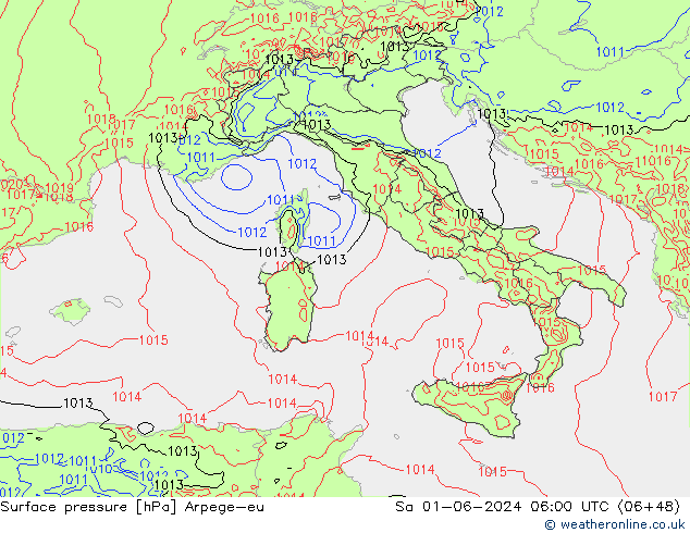 Yer basıncı Arpege-eu Cts 01.06.2024 06 UTC