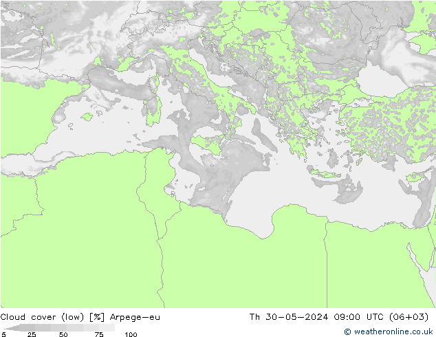 облака (низкий) Arpege-eu чт 30.05.2024 09 UTC