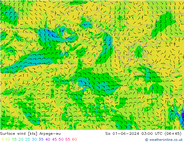 Surface wind Arpege-eu Sa 01.06.2024 03 UTC