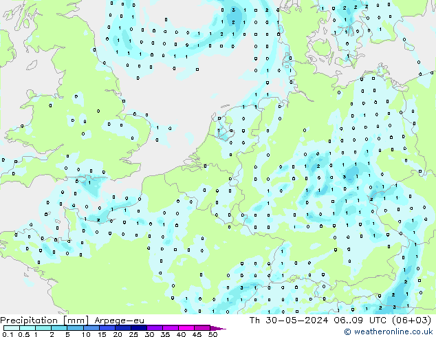 Neerslag Arpege-eu do 30.05.2024 09 UTC