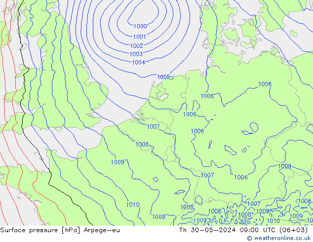 Bodendruck Arpege-eu Do 30.05.2024 09 UTC