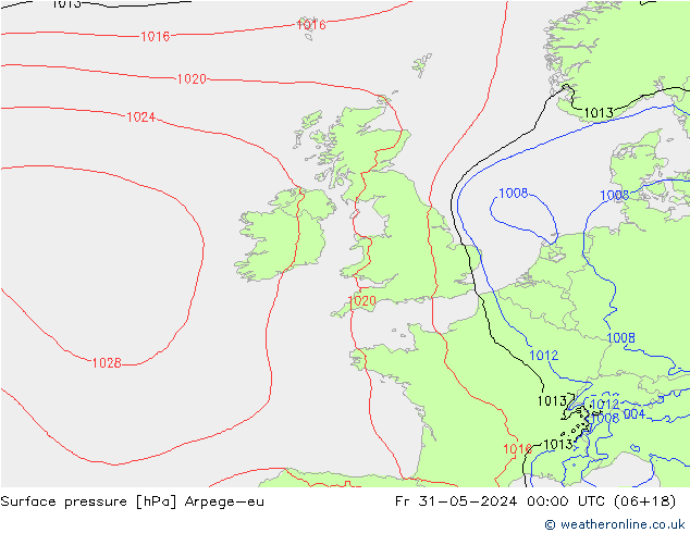 Luchtdruk (Grond) Arpege-eu vr 31.05.2024 00 UTC