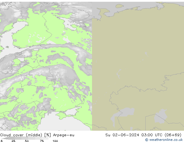 Nuages (moyen) Arpege-eu dim 02.06.2024 03 UTC