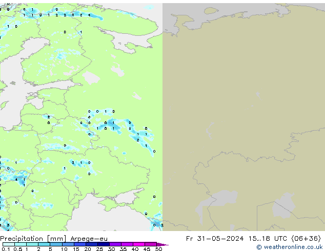 precipitação Arpege-eu Sex 31.05.2024 18 UTC