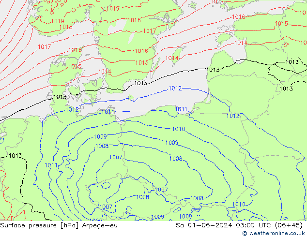 приземное давление Arpege-eu сб 01.06.2024 03 UTC