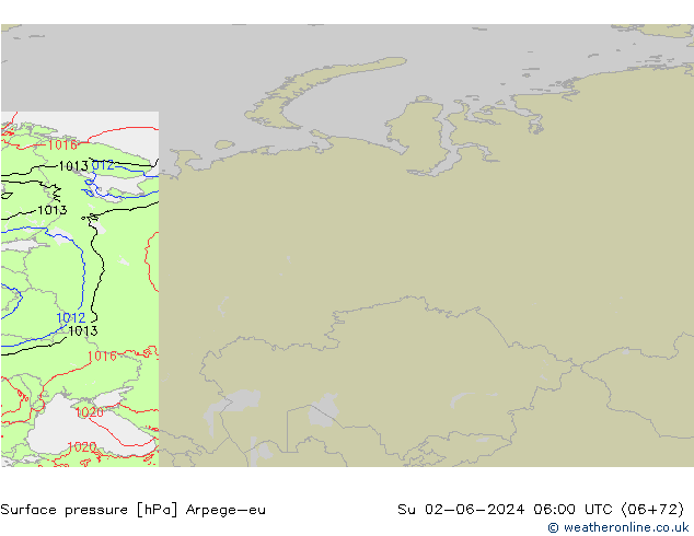 Luchtdruk (Grond) Arpege-eu zo 02.06.2024 06 UTC