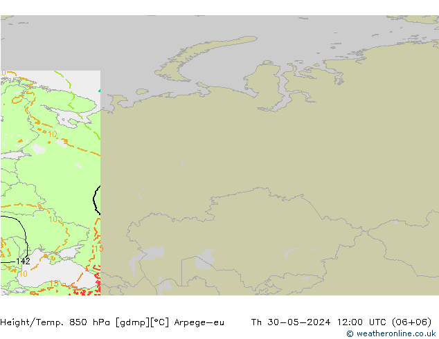 Height/Temp. 850 hPa Arpege-eu Th 30.05.2024 12 UTC