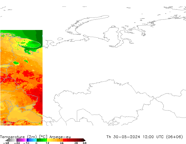 карта температуры Arpege-eu чт 30.05.2024 12 UTC