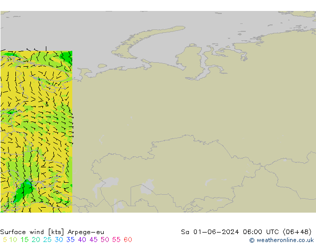 Rüzgar 10 m Arpege-eu Cts 01.06.2024 06 UTC