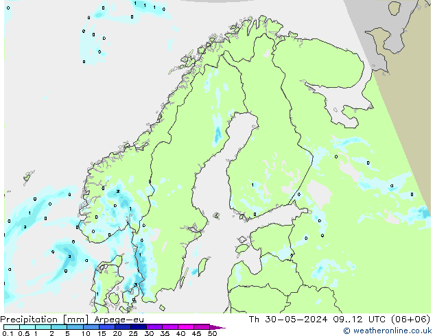 осадки Arpege-eu чт 30.05.2024 12 UTC