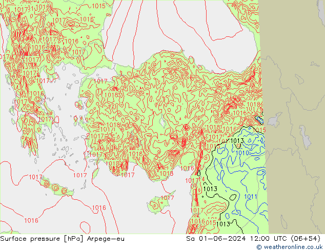 Pressione al suolo Arpege-eu sab 01.06.2024 12 UTC