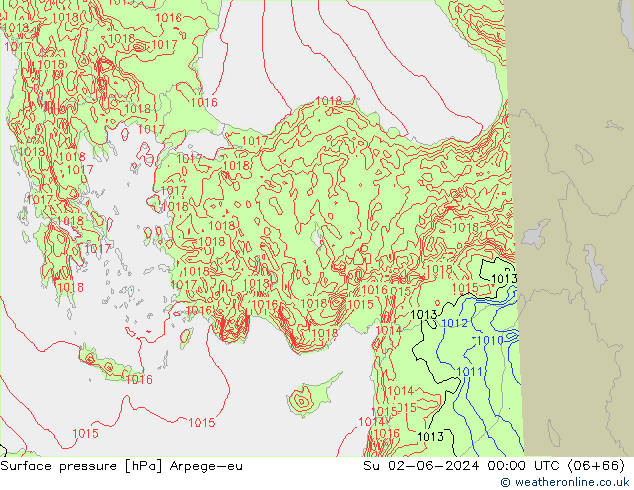 Luchtdruk (Grond) Arpege-eu zo 02.06.2024 00 UTC